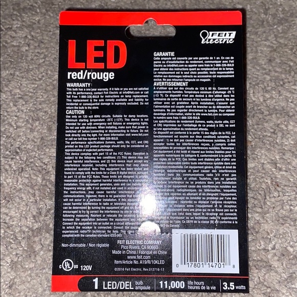 8 total bulb 4 red 4 green Pack Feit Electric A19/G/10K LED 3.5 Watt - Picture 3 of 5